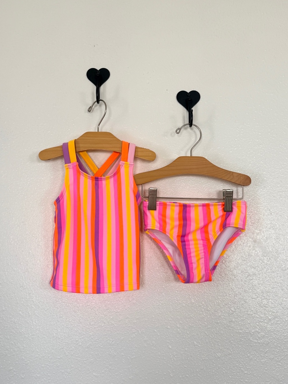 Cat & Jack Bright Striped Tankini Swimsuit Set Girls Size 2T